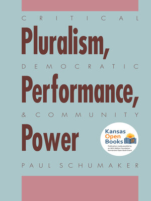 Critical Pluralism, Democratic Performance, and Community Power - ebook